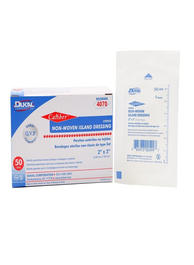 Dukal White Nonwoven Island Dressing Sterile 2 x 3 50 per Box - Image 1